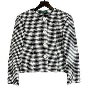 Lauren Ralph Lauren Linen Silk Black White Houndstooth Spring Suit Jacket - 4